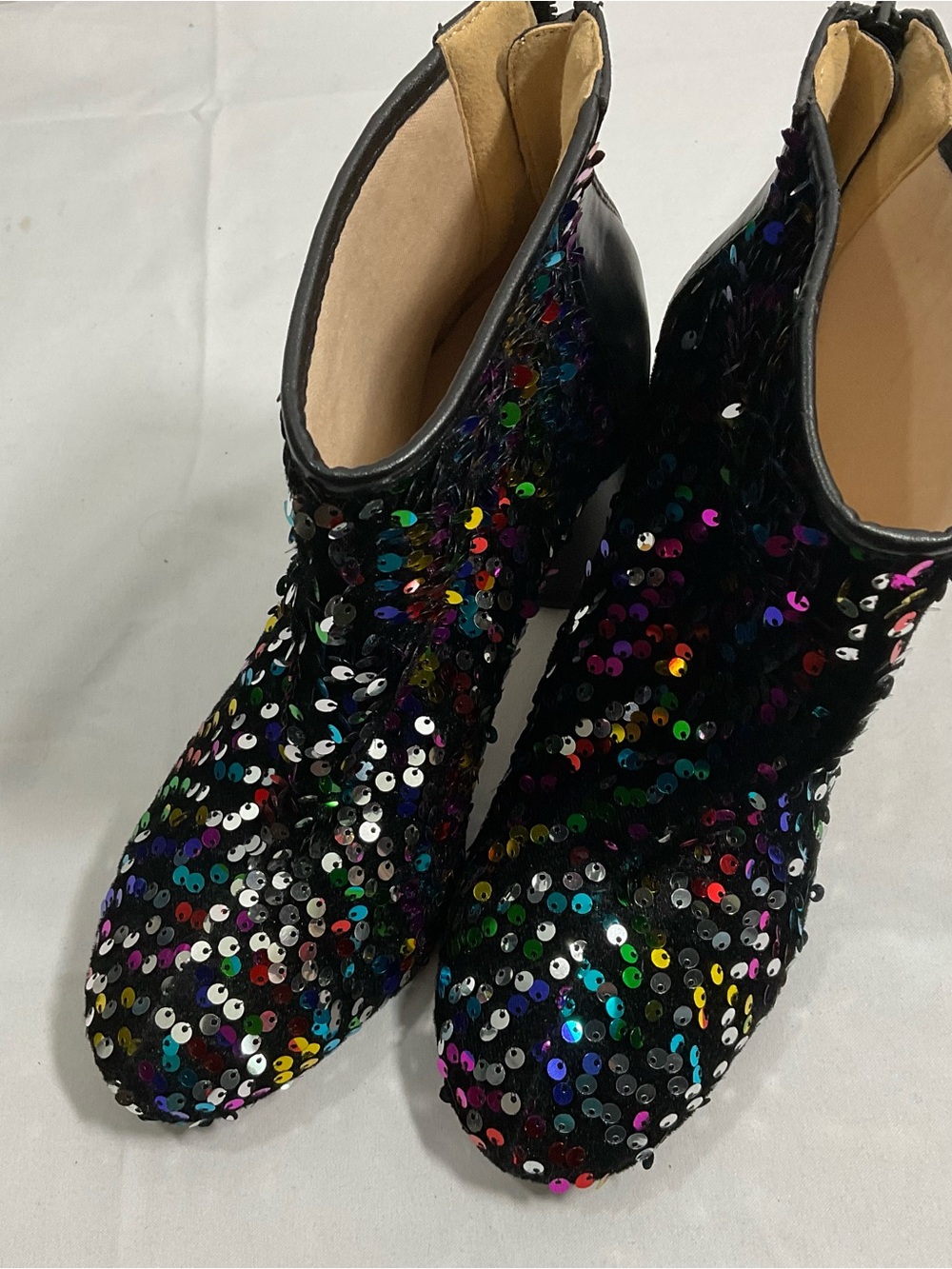 Black Sequin Ankle Boots - Women - Picture 3 of 6